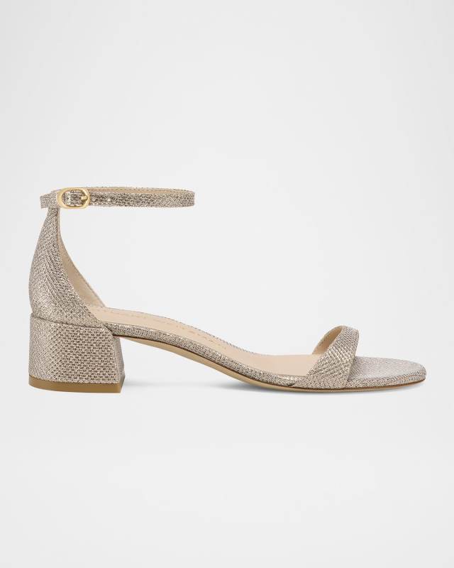 Nudist Metallic Ankle-Strap Sandals